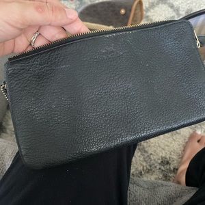 Black leather Coach wristlet